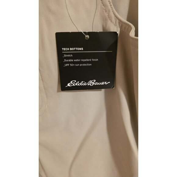 EDDIE BAUER Tech Capri Pants Womens 10 Pumice Cargo Nylon Stretch UPF 50+ NWT - Picture 4 of 11